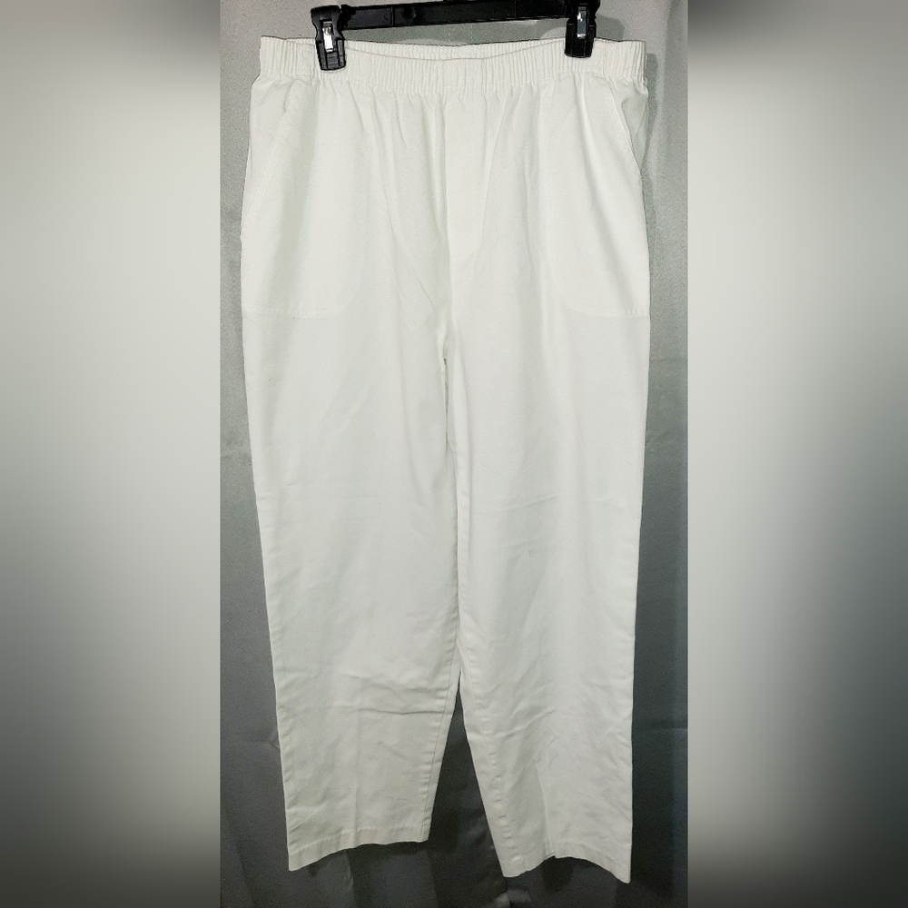 Women's Cabin Creek White Relaxed Fit Elastic Waist Pants Sz 16
